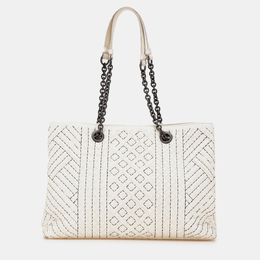 Bottega Veneta: Белая сумка-шоппер  Intrecciato