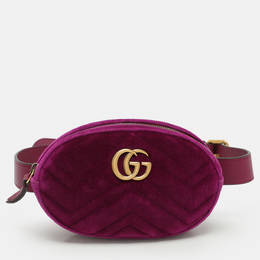 Gucci: Фиолетовая поясная сумка  GG Marmont
