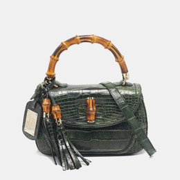 Gucci: Зелёная сумка на руку  Bamboo