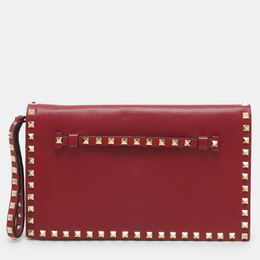 Valentino: Бордовый клатч  Rockstud