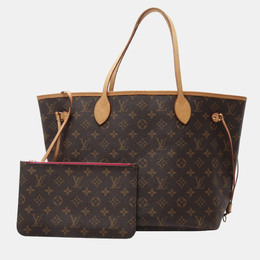 Louis Vuitton: Коричневая сумка-шоппер  Neverfull MM