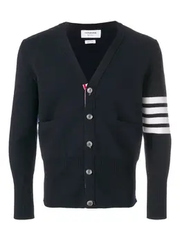 Thom Browne: Синий кардиган  4-Bar