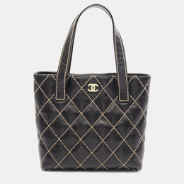 Chanel: Чёрная сумка-шоппер 