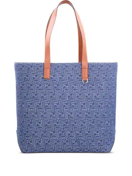 FENDI: Голубая сумка-шоппер  FF