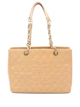 CHANEL Pre-Owned: Бежевая сумка-шоппер 