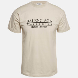 Balenciaga: Бежевая футболка 