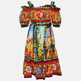 Dolce & Gabbana: Многоцветное платье  Carretto