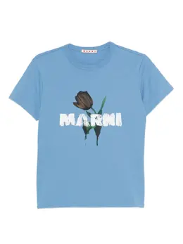 Marni: Футболка с цветочным принтом 