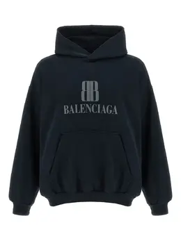 Balenciaga: Чёрная толстовка  BB