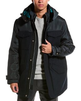 Armani Exchange: Синее пальто 