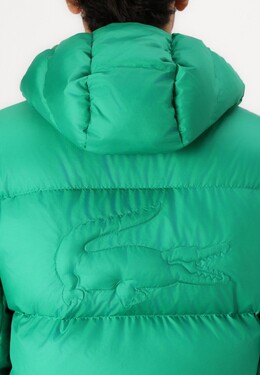 Lacoste: Зелёный пуховик 
