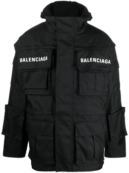 Balenciaga: Чёрный пуховик 