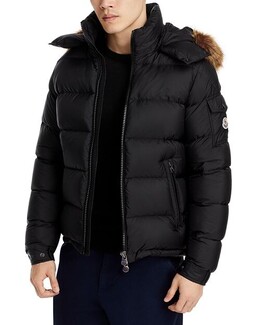 Moncler: Пуховик из искусственного меха 