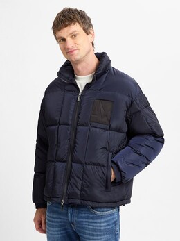 Armani Exchange: Синий пуховик 