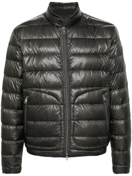 Moncler: Серый пуховик 