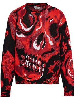 Alexander McQueen: Жаккардовый свитер  Skull