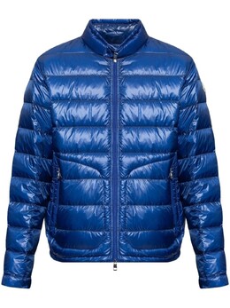 Moncler: Синий пуховик 
