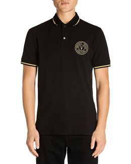 Versace Jeans Couture: Чёрное поло 