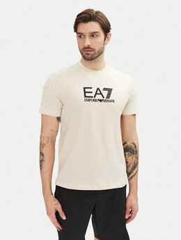 EA7 Emporio Armani: Бежевая футболка 