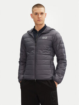 EA7 Emporio Armani: Серый пуховик 