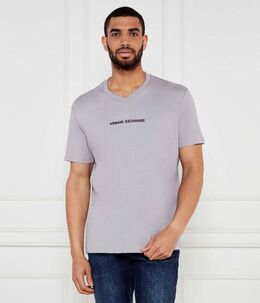 Armani Exchange: Фиолетовая футболка 