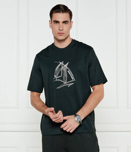 Armani Exchange: Зелёная футболка 