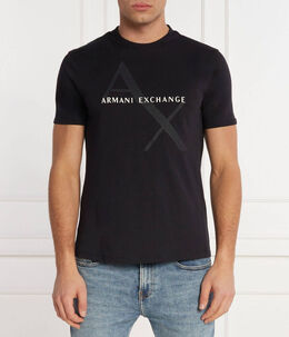 Armani Exchange: Синяя футболка 