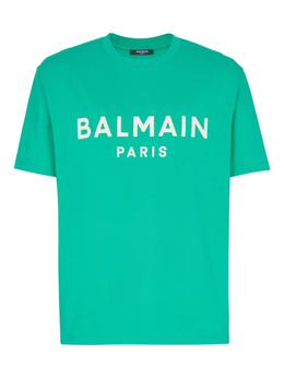Balmain: Зелёная футболка 