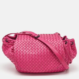 Bottega Veneta: Розовая сумка через плечо  Intrecciato