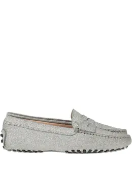 Tod's: Серебристые лоферы  Gommino
