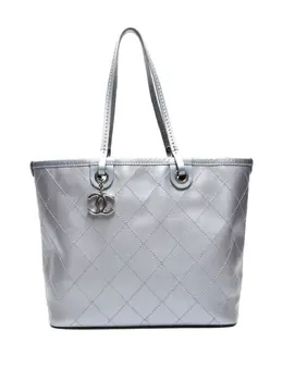 CHANEL Pre-Owned: Серебристая сумка-шоппер 