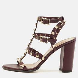 Valentino: Бордовые сандалии  Rockstud