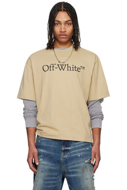Off-White: Бежевая футболка  Bookish