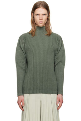 Homme Plissé Issey Miyake: Свитер цвета хаки 