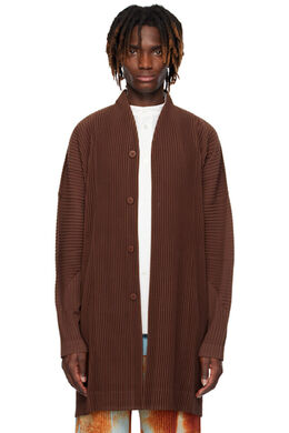 Homme Plissé Issey Miyake: Коричневое пальто 