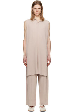 Homme Plissé Issey Miyake: Бежевое поло 
