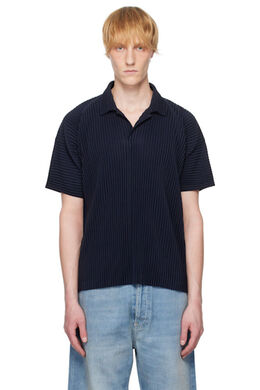Homme Plissé Issey Miyake: Синее поло 