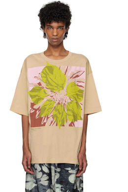 Dries Van Noten: Бежевая футболка 