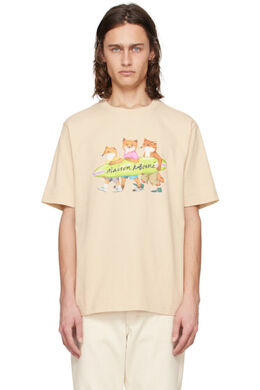 Maison Kitsuné: Бежевая футболка 