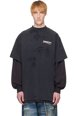 Balenciaga: Чёрная футболка 