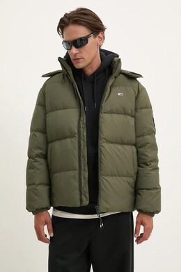 Tommy Jeans: Зелёный пуховик 