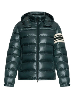 Moncler: Зелёный пуховик 