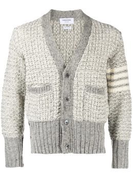 Thom Browne: Меланжевый кардиган  4-Bar