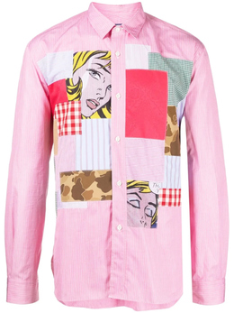 Junya Watanabe Man: Рубашка в стиле пэчворк 
