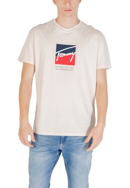 Tommy Jeans: Бежевая футболка 
