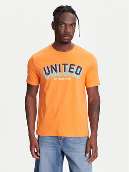United Colors Of Benetton: Оранжевая футболка 