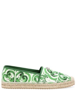 Dolce & Gabbana: Зелёные мокасины  Majolica