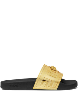 Versace: Золотые шлёпанцы  Greca