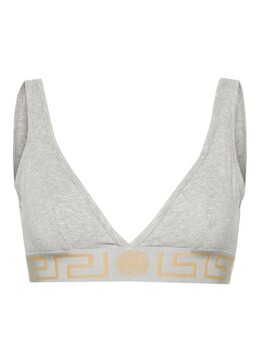 Versace: Серый бюстгальтер  Greca
