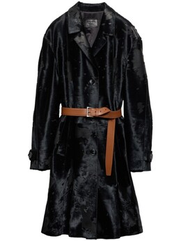 Prada: Кожаное пальто 